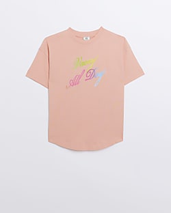 Girls coral ombre graphic T-shirt