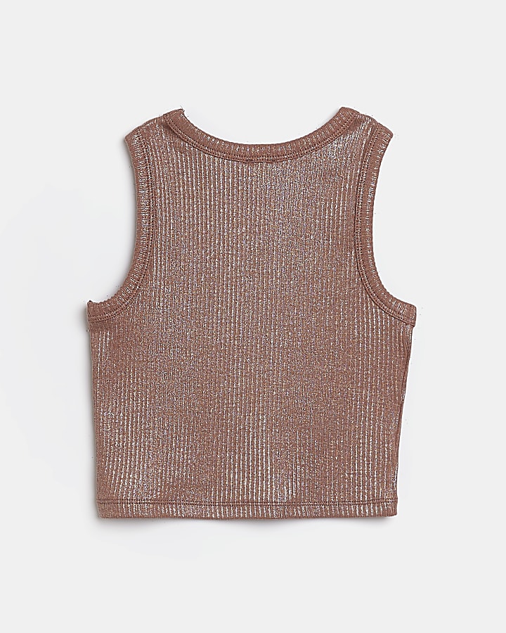 Girls coral shimmer tank top