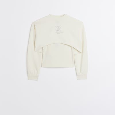 Girls Cream 2 in 1 Embellished Sweatshirt
