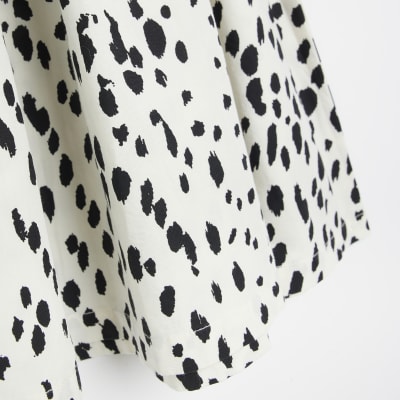 Girls Cream Animal Print Puffball Shirt Dress
