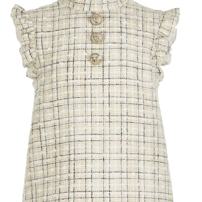 river island boucle shift dress in ivory