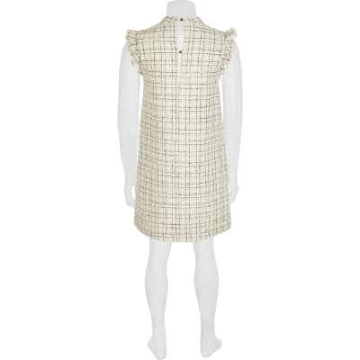 river island boucle shift dress in ivory