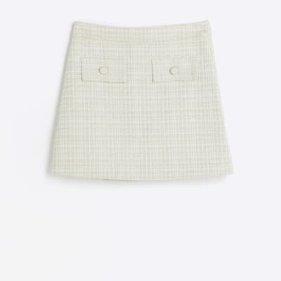 Girls cream boucle skirt | River Island