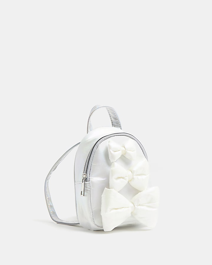 Girls cream bow backpack