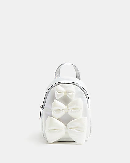 Girls cream bow backpack