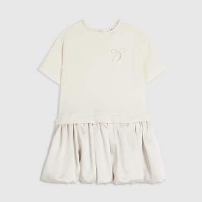 Girls Cream Bubble Hem Skirt Dress