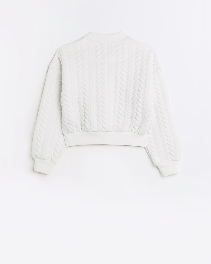 Girls cream cable knit cardigan
