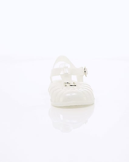 360 degree animation of product Girls cream caged jelly sandals frame-4