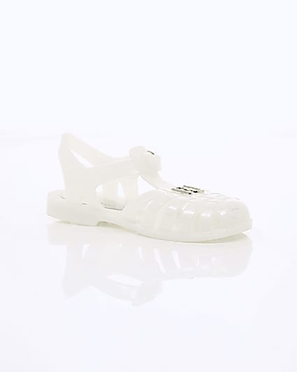 360 degree animation of product Girls cream caged jelly sandals frame-7