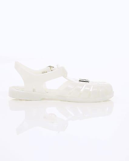 360 degree animation of product Girls cream caged jelly sandals frame-9
