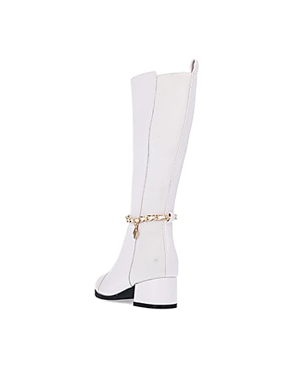 360 degree animation of product Girls Cream Chain Knee High Boots frame-7