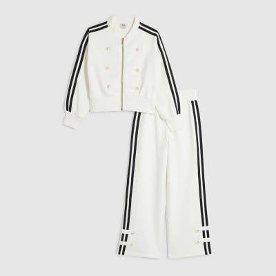 Girls Cream Drummer Bomber Tracksuit Set