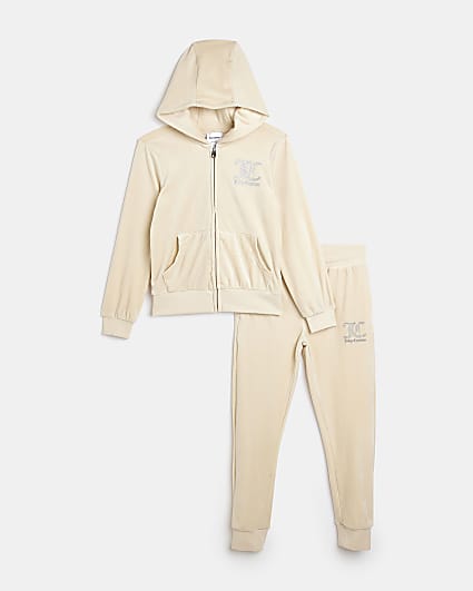 Girls cream Juicy Couture velour tracksuit