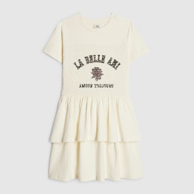 Girls Cream La Belle Rara Dress | River Island