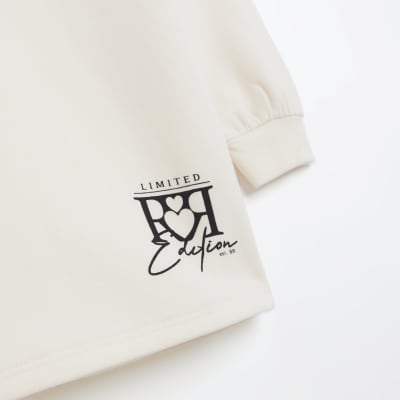 Girls cream longline sweatshirt
