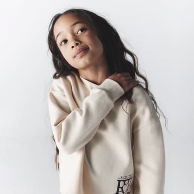 Girls cream longline sweatshirt River Island