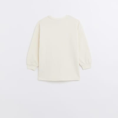 Girls cream longline sweatshirt River Island