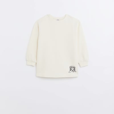 Girls cream longline sweatshirt