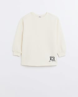 Girls cream longline sweatshirt