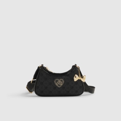 Girls Cream Monogram Heart Bowler Bag