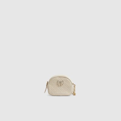 Girls Cream Patent Monogram Crossbody Bag