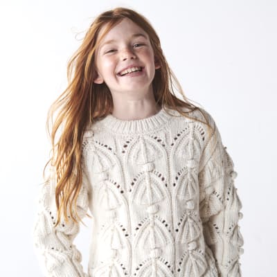Girls cream pearl embellished jumper River Island