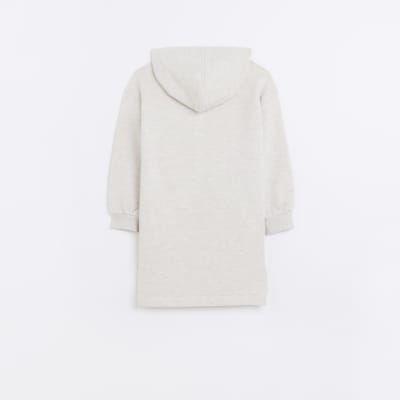 Girls Cream Pocket Sweatshirt Dress