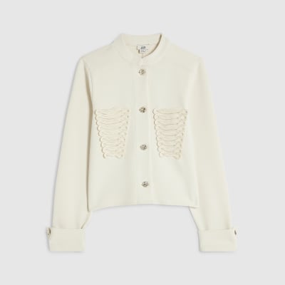 Girls Cream Premium Crepe Drummer Jacket