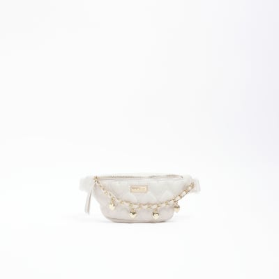 Girls cream quilted Chain Bum Bag