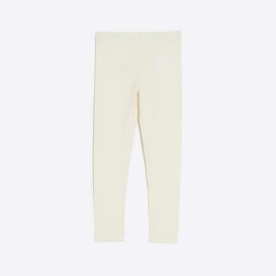 Girls cream RI logo legging