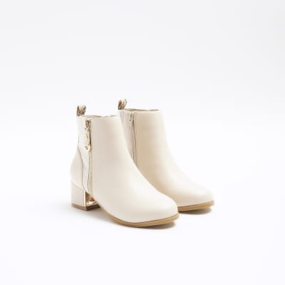 Ladies cream ankle sales boots