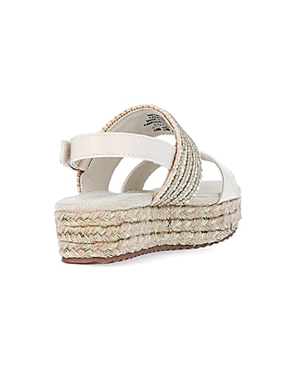 360 degree animation of product Girls cream studded flatform sandals frame-11