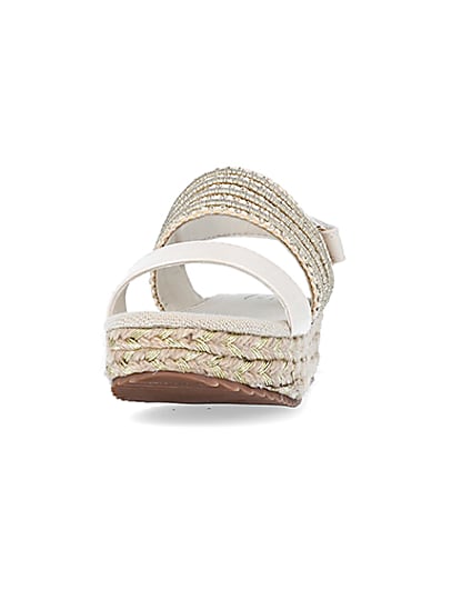 360 degree animation of product Girls cream studded flatform sandals frame-22