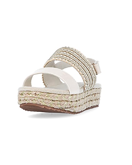 360 degree animation of product Girls cream studded flatform sandals frame-23