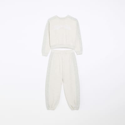 Girls cream sweatshirt and joggers set River Island