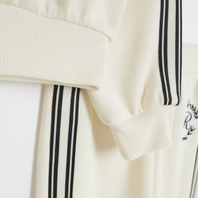 Girls Cream Taped Sweatshirt and Joggers Set