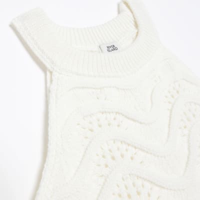Girls Cream Wave crochet Stitch outfit