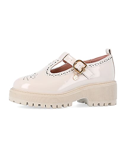 Girls cream wide fit mary jane heeled shoes | River Island