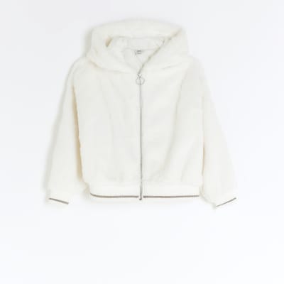 Cream faux sales fur hoodie