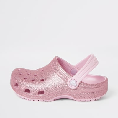 pink glitter crocs women's