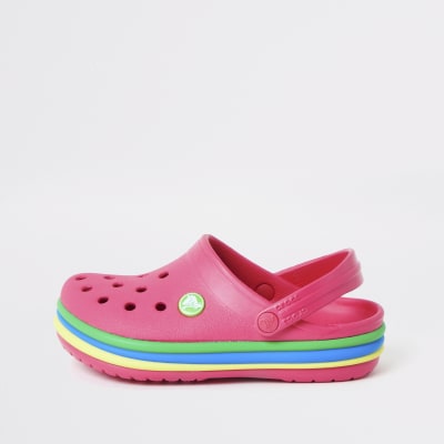 girls rainbow crocs