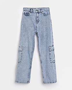 Girls Denim Cargo Straight jeans