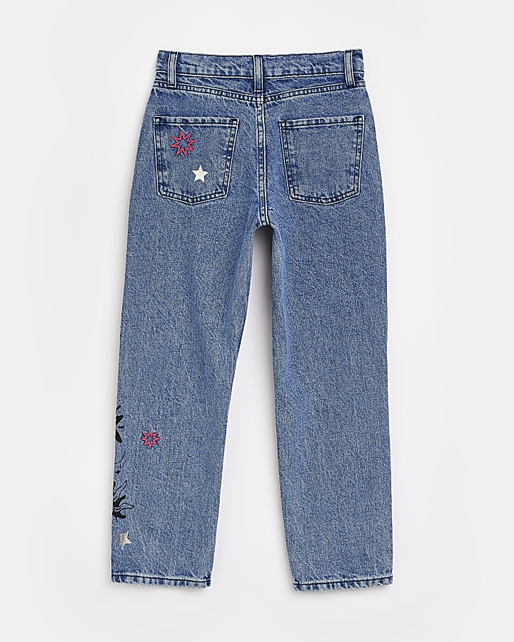 Girls Denim Graphic Straight Jeans