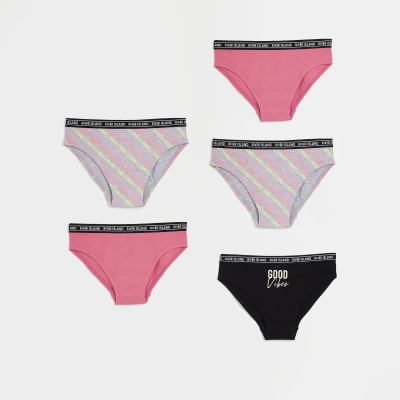 Girls Diagonal Stripe Briefs 5 pack River Island Girls Clothing Underwear Briefs 