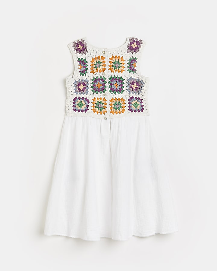 Girls ecru crochet summer dress