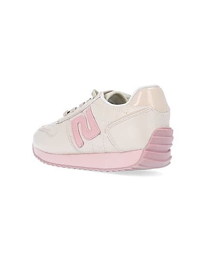 360 degree animation of product Girls ecru RI quilted runner trainers frame-6