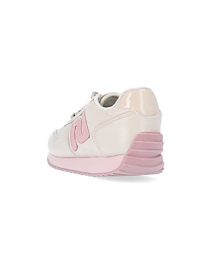 360 degree animation of product Girls ecru RI quilted runner trainers frame-7