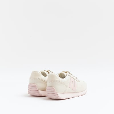 Girls ecru RI quilted runner trainers