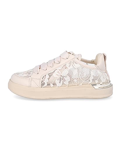 360 degree animation of product Girls floral lace up trainers frame-3