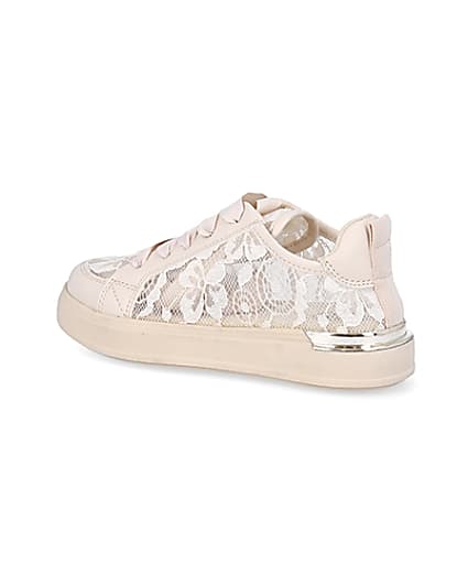 360 degree animation of product Girls floral lace up trainers frame-5